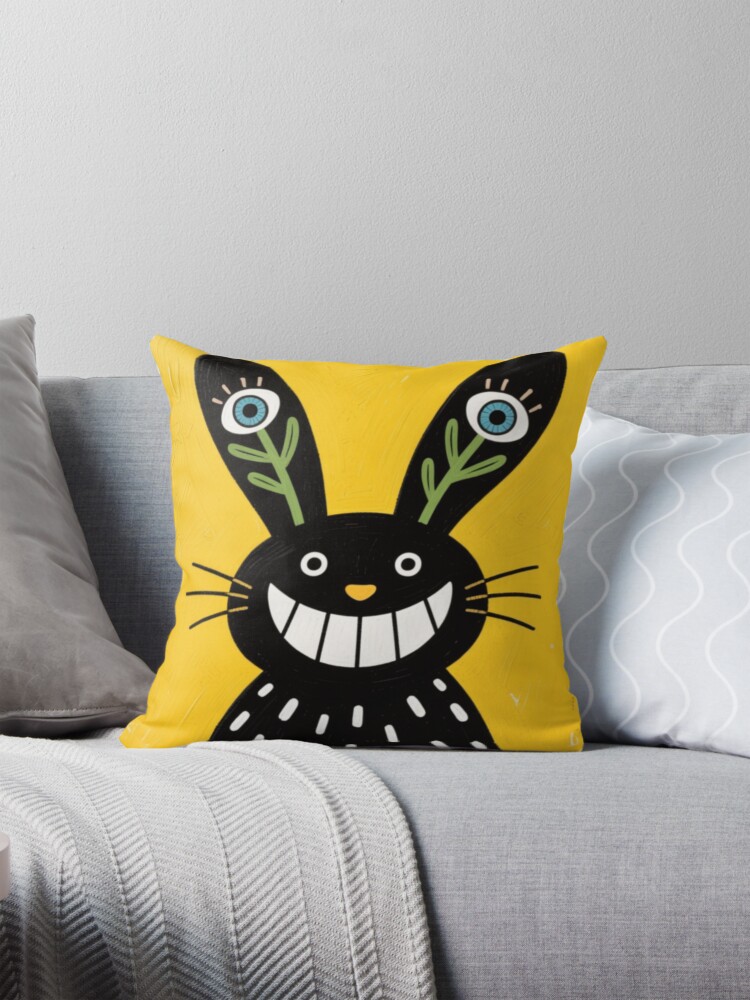 Thumbnail 1 of 4, Pillow, The Tall-Eared Rabbit designed and sold by Inkabbmate.