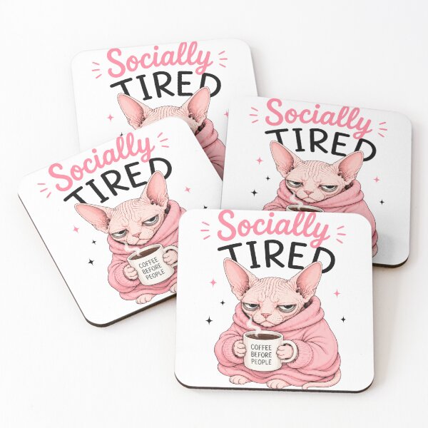 Item preview, Socially Tired Sphynx Cat designed and sold by INVITOARTE.