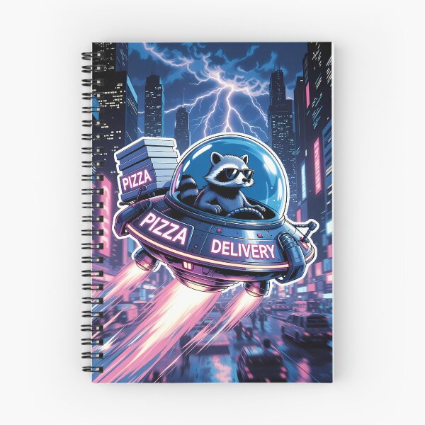 Aperçu de l'œuvre Livraison de pizzas Neon Raccoon créée et vendue par zakvisuals.