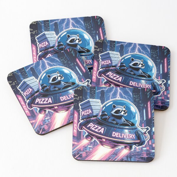 Item preview, Neon Raccoon Pizza Delivery designed and sold by zakvisuals.