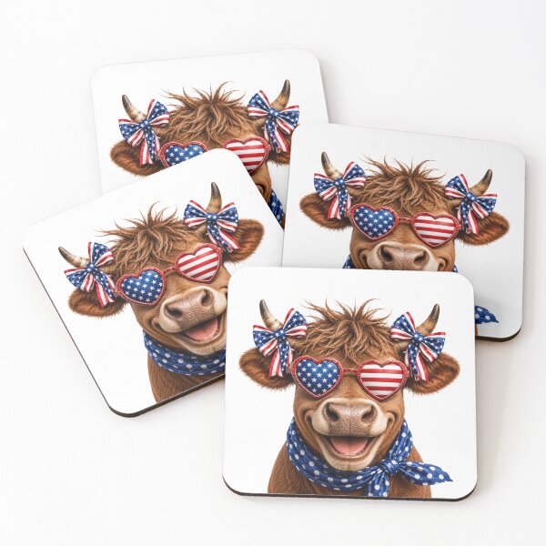 Item preview, Red and White Highland Moo Cow July 4th 250 Years designed and sold by Julitasells.