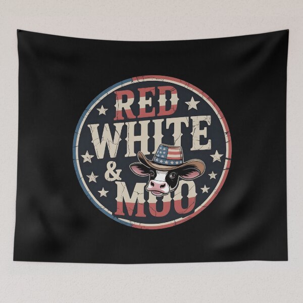 Item preview, Red White And Moo 4th Of July Funny Cow Patriotic American Flag Design designed and sold by Redgiant87x.