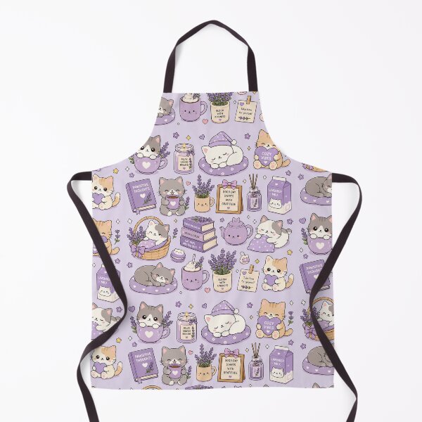 Item preview, Sleepy Kitty Purple Hot Cocoa Pattern designed and sold by Soft Berry Studio.