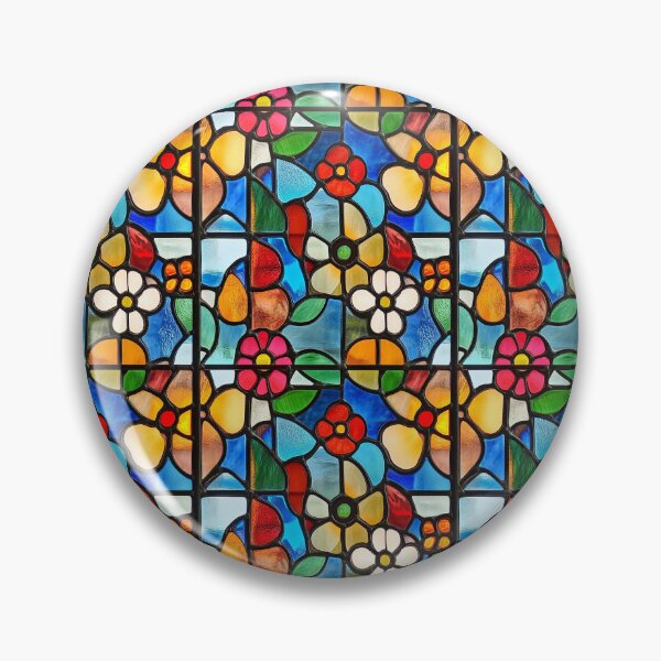 Item preview, Folk Flower Garden Stained Glass Photo Texture designed and sold by DigitaICraft.