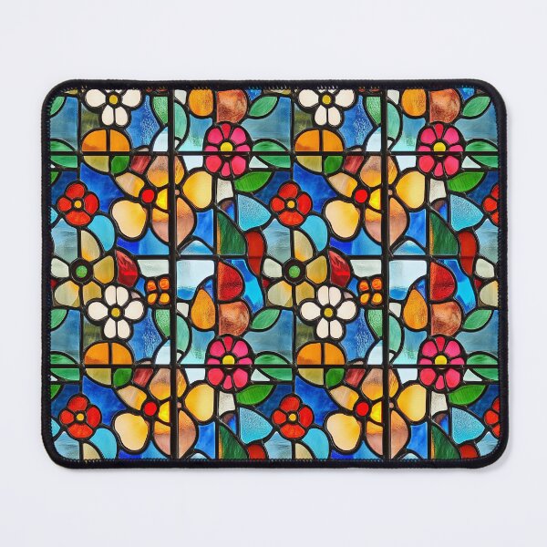 Item preview, Folk Flower Garden Stained Glass Photo Texture designed and sold by DigitaICraft.