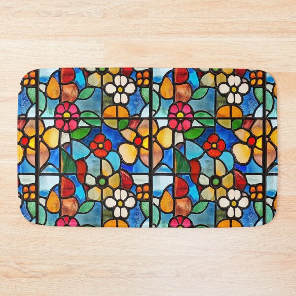Item preview, Folk Flower Garden Stained Glass Photo Texture designed and sold by DigitaICraft.