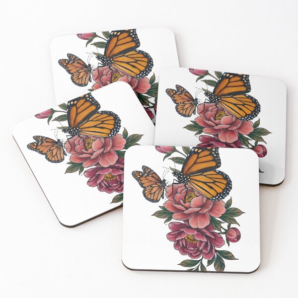 Item preview, tattoo butterfly peonies designed and sold by Abdelrahman ELFADEL.
