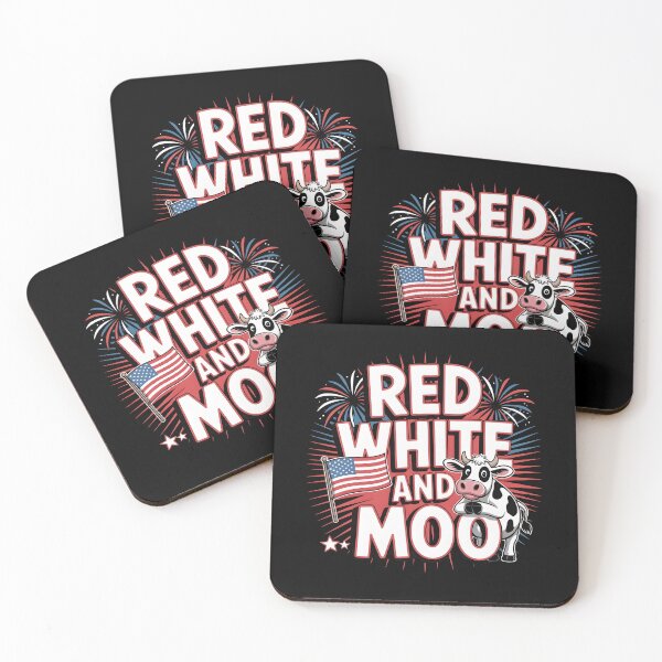 Item preview, Red White And Moo 4th Of July Cute Funny Cow with American Flag Humor designed and sold by Redgiant87x.