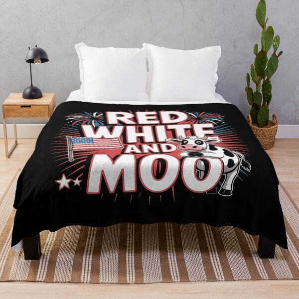 Item preview, Red White And Moo 4th Of July Cute Funny Cow with American Flag Humor designed and sold by Redgiant87x.