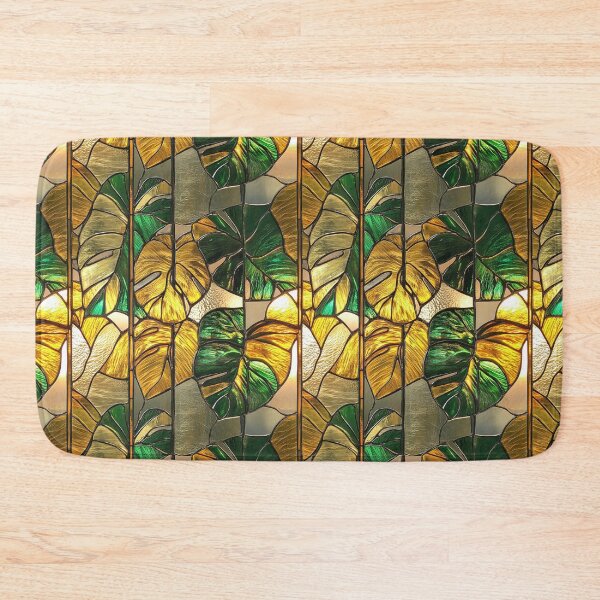Item preview, Monstera Gold Jungle Stained Glass Photo Texture designed and sold by DigitaICraft.