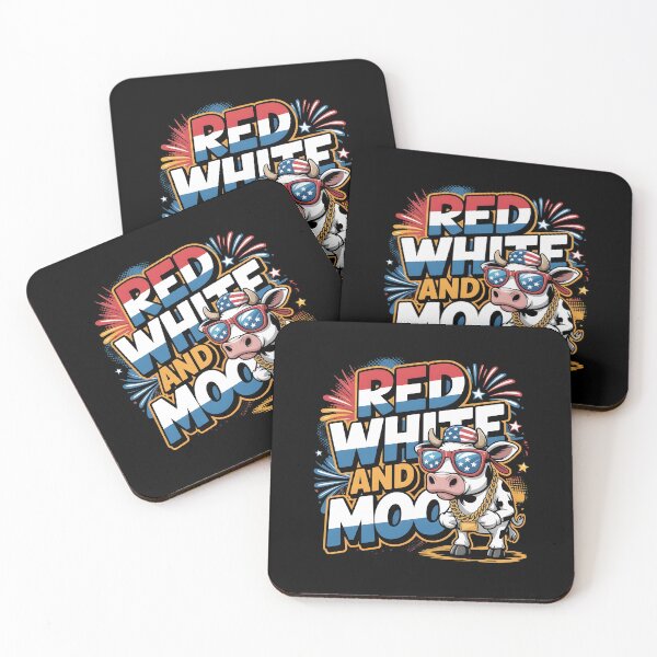 Item preview, Red White And Moo 4th Of July Patriotic Funny Cow Design for BBQ Lovers designed and sold by Redgiant87x.
