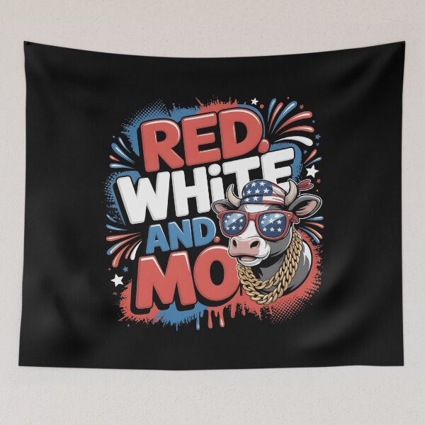 Item preview, Red White And Moo 4th Of July American Flag Funny Cow Meme designed and sold by Redgiant87x.