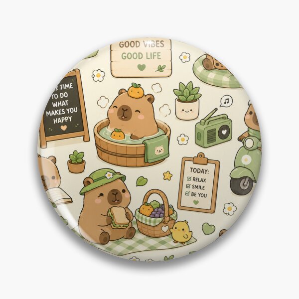 Item preview, Kawaii Capybara Garden Picnic Pattern designed and sold by Soft Berry Studio.