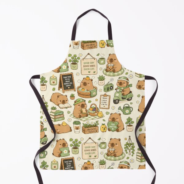 Item preview, Kawaii Capybara Garden Picnic Pattern designed and sold by Soft Berry Studio.