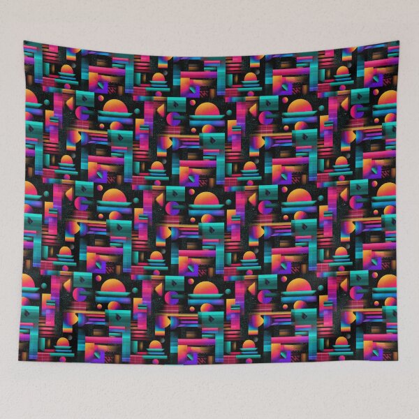 Item preview, Vaporwave Synthwave 80s Geometric Abstract Art designed and sold by NicolasGlowArt.