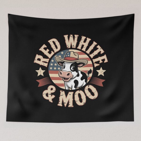 Item preview, Red White And Moo 4th Of July Retro Patriotic Funny Cow designed and sold by Redgiant87x.