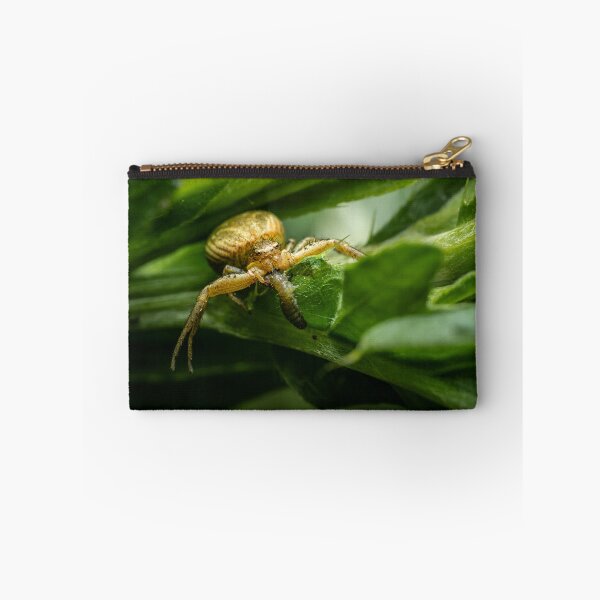 Item preview, Golden Crab Spider Catching a Caterpillar — Macro Wildlife Portrait designed and sold by Rabee Khalil Photography.