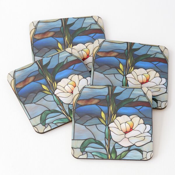 Item preview, White Magnolia Blue Sky Stained Glass Photo Texture designed and sold by DigitaICraft.