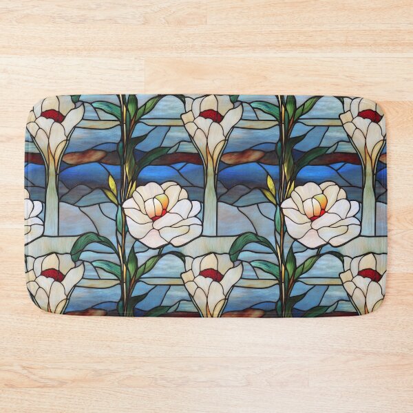 Item preview, White Magnolia Blue Sky Stained Glass Photo Texture designed and sold by DigitaICraft.