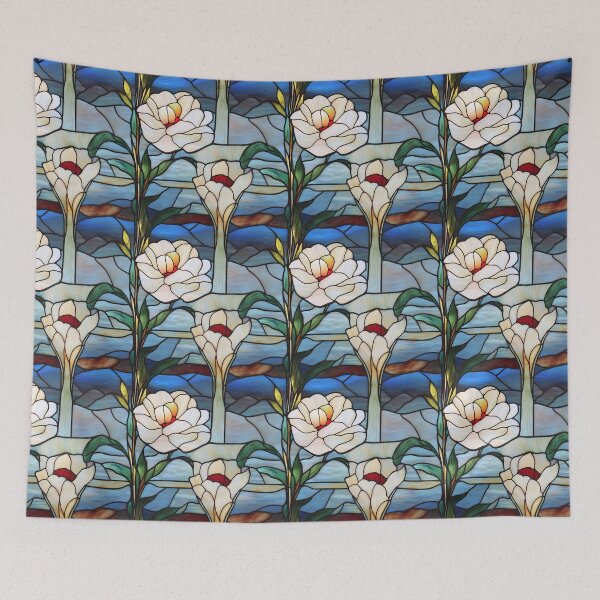 Item preview, White Magnolia Blue Sky Stained Glass Photo Texture designed and sold by DigitaICraft.