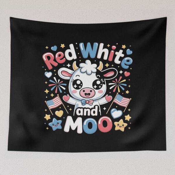 Item preview, Red White And Moo 4th Of July Funny Patriotic Cow for Independence Day designed and sold by Redgiant87x.