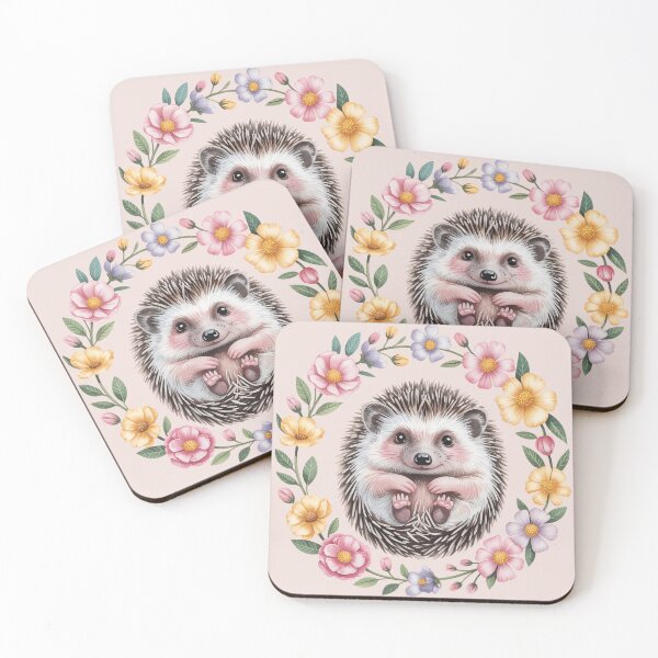 Item preview, Cute Hedgehog in Floral Wreath – Pastel Woodland Animal Design designed and sold by SoftStyleStudio ⭐⭐⭐.