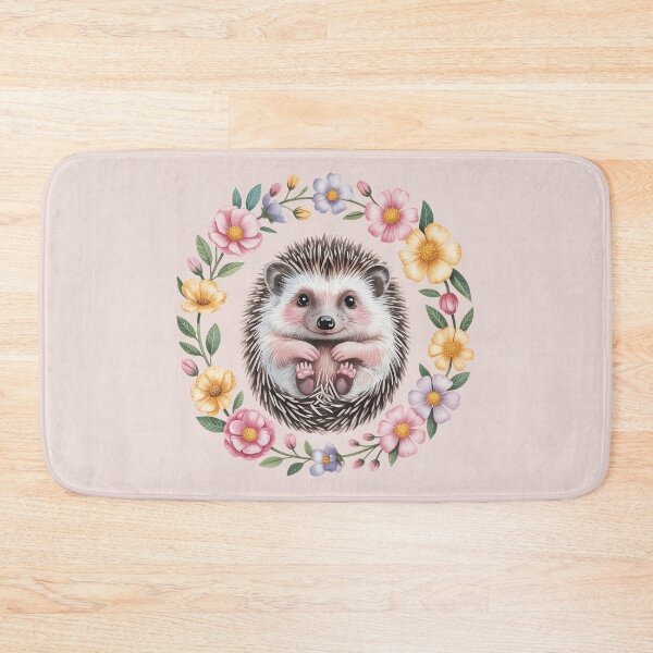 Item preview, Cute Hedgehog in Floral Wreath – Pastel Woodland Animal Design designed and sold by SoftStyleStudio ⭐⭐⭐.