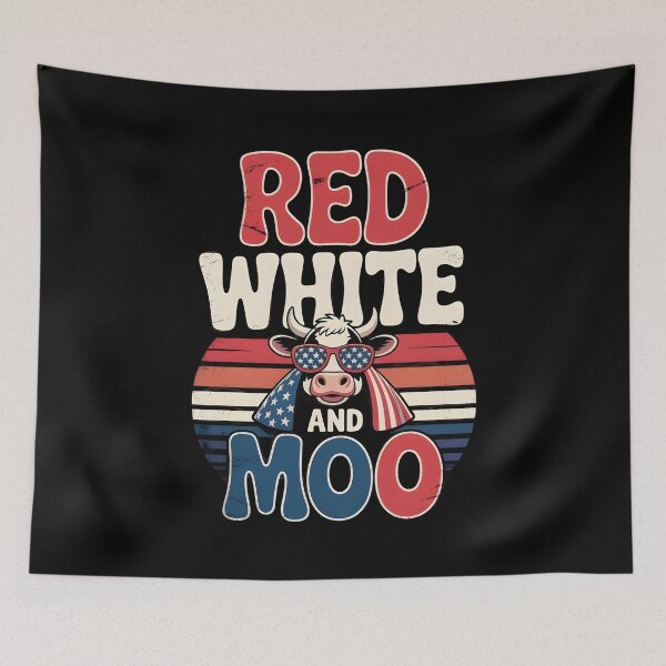 Item preview, Red White And Moo 4th Of July Cute Cow Patriotic American Flag designed and sold by Redgiant87x.