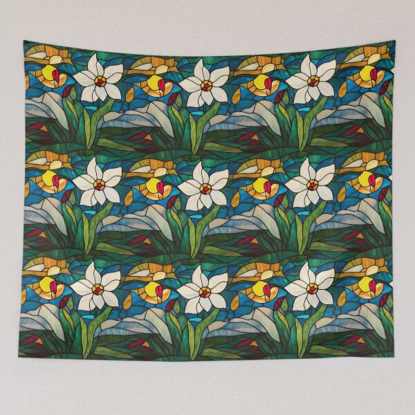 Item preview, Daffodil Meadow Stained Glass Photo Texture designed and sold by DigitaICraft.