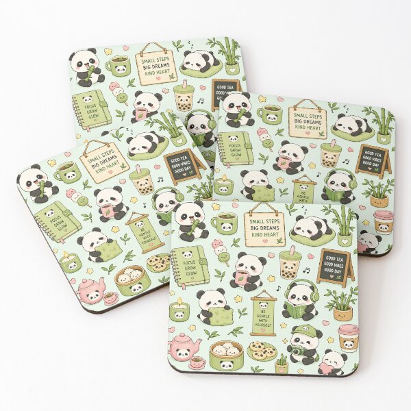 Item preview, Cozy Panda Tea Time Kawaii Pattern designed and sold by Soft Berry Studio.