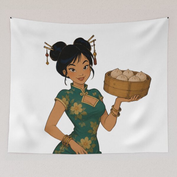 Item preview, Midnight Dumplings – Retro Pin-Up Asian Kitchen Art designed and sold by  Hollow Moon Studios..