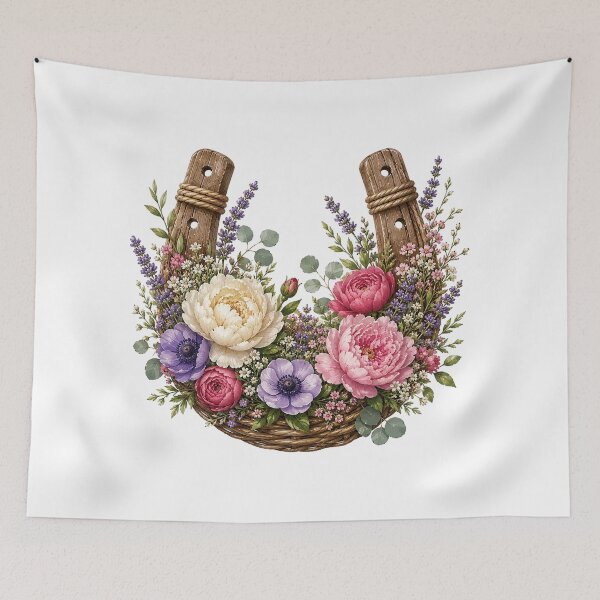 Item preview, Peony and Lavender Floral Horseshoe designed and sold by PetalGarden.