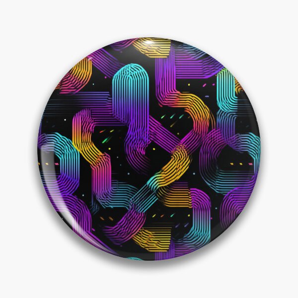 Item preview, Retro Neon Abstract Geometric Line Pattern designed and sold by NicolasGlowArt.