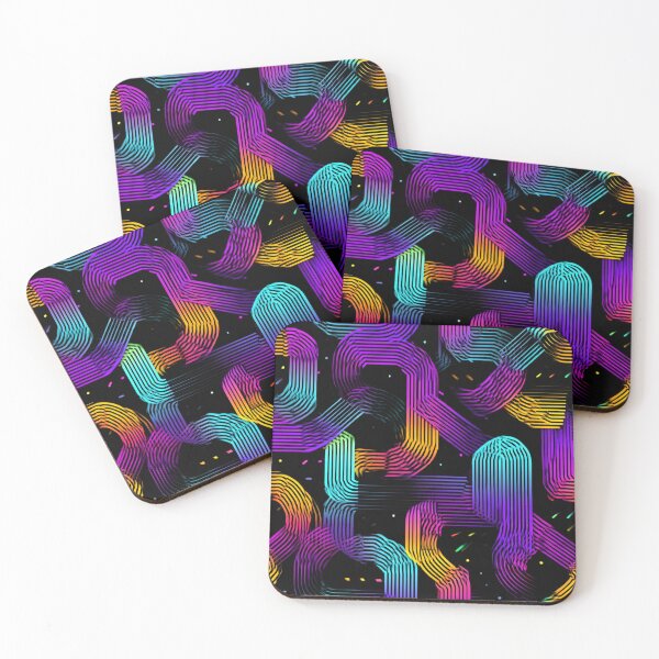 Item preview, Retro Neon Abstract Geometric Line Pattern designed and sold by NicolasGlowArt.