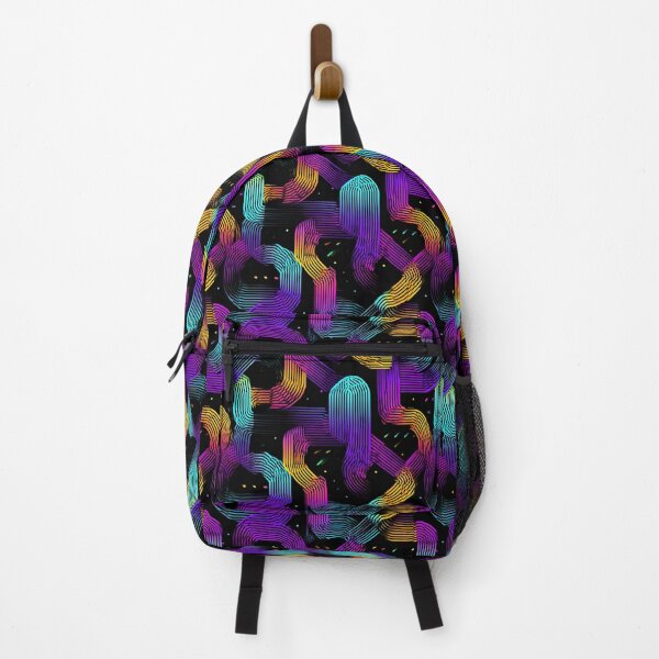 Item preview, Retro Neon Abstract Geometric Line Pattern designed and sold by NicolasGlowArt.