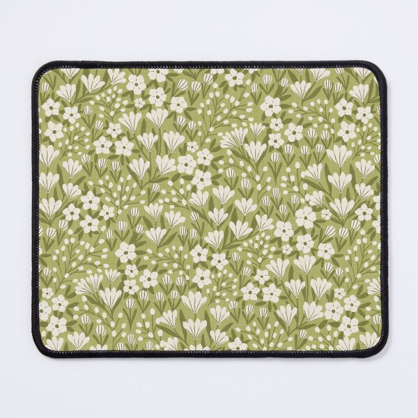 Item preview, White wildflower meadow | Avocado green cottagecore designed and sold by Illustrated by Nat.