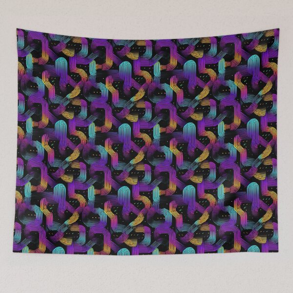Item preview, Retro Neon Abstract Geometric Line Pattern designed and sold by NicolasGlowArt.