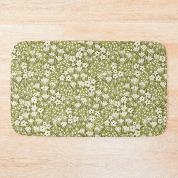 Item preview, White wildflower meadow | Avocado green cottagecore designed and sold by Illustrated by Nat.