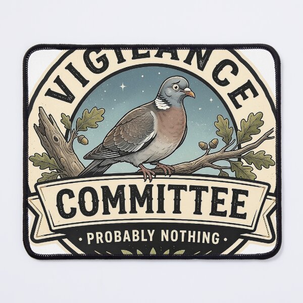 Item preview, Vigilance Committee Wood Pigeon Shirt - Probably Nothing Vintage Anxiety Badge Design  designed and sold by Halejo68.
