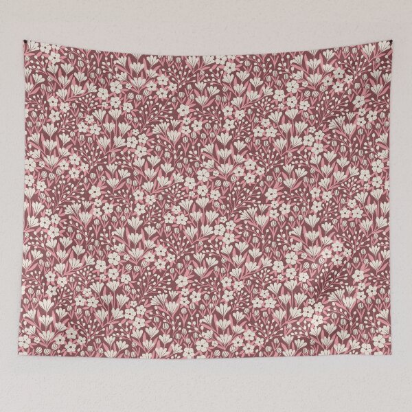 Item preview, White wildflower meadow | Deep berry floral designed and sold by Illustrated by Nat.
