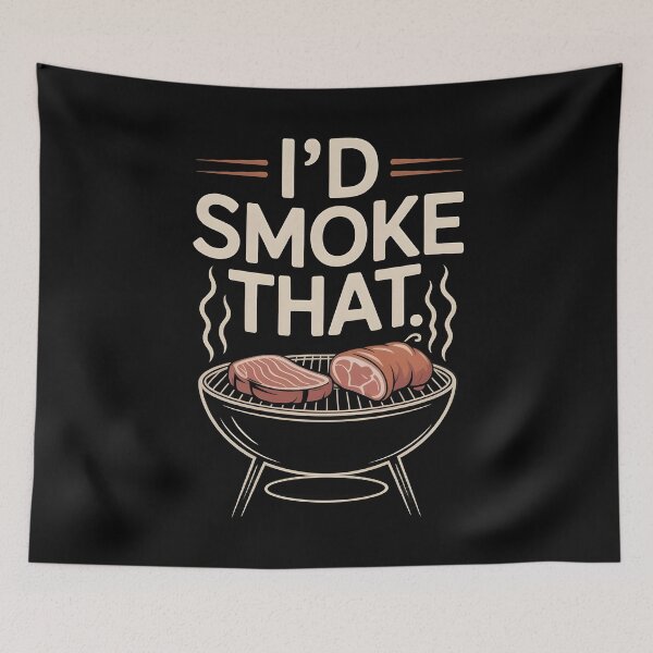 Item preview, I’d Smoke That Meat Smoking BBQ Graphic for Funny Grill Enthusiasts designed and sold by Redgiant87x.