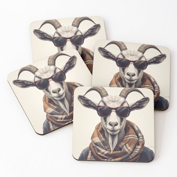 Item preview, The Goat — Sophisticated Fashion Goat Portrait with Plaid Scarf designed and sold by Mripa.