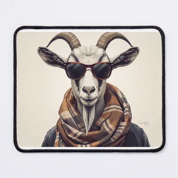 Item preview, The Goat — Sophisticated Fashion Goat Portrait with Plaid Scarf designed and sold by Mripa.