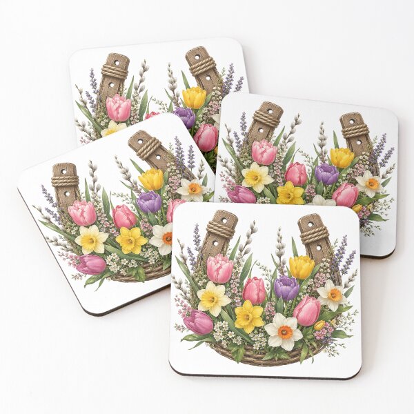 Item preview, Spring Tulip and Daffodil Floral Horseshoe designed and sold by PetalGarden.