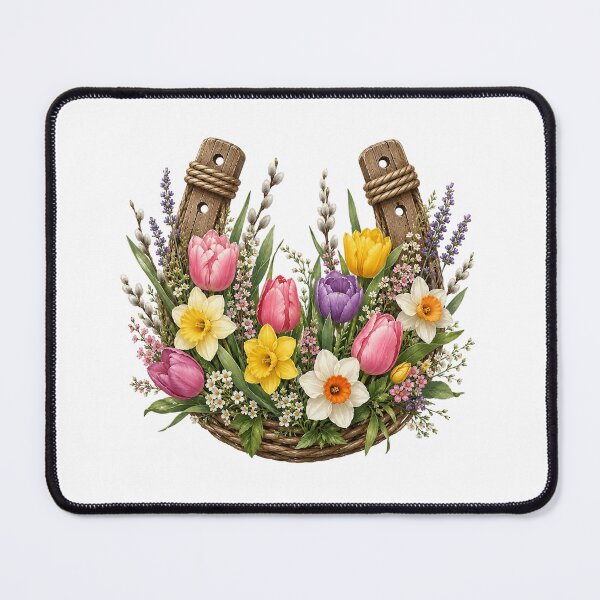 Item preview, Spring Tulip and Daffodil Floral Horseshoe designed and sold by PetalGarden.