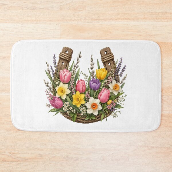 Item preview, Spring Tulip and Daffodil Floral Horseshoe designed and sold by PetalGarden.