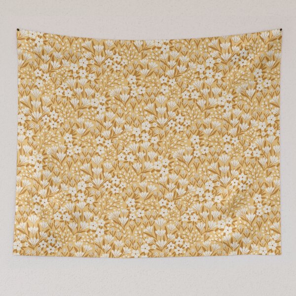 Item preview, White wildflower meadow | Golden wheat floral designed and sold by Illustrated by Nat.