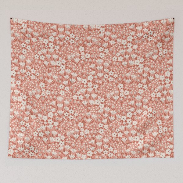 Item preview, White wildflower meadow | Muted coral floral designed and sold by Illustrated by Nat.