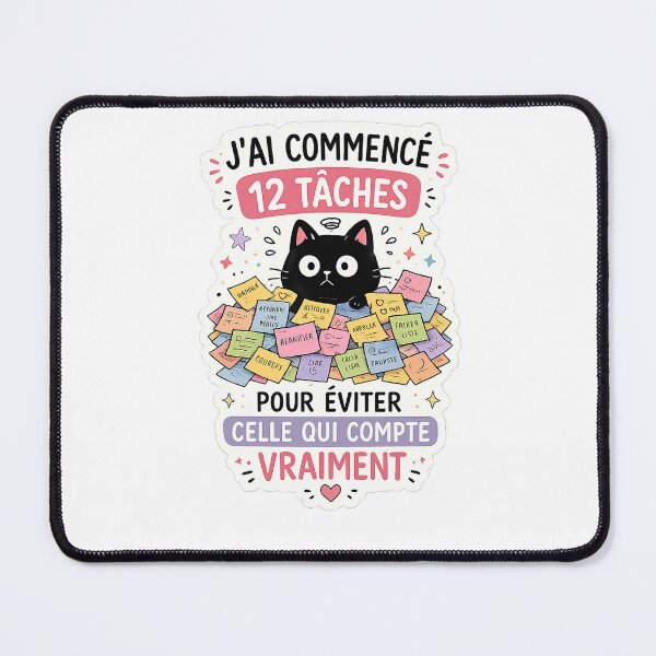 Item preview, ADHD Cat Procrastination Humor / 12 Tasks to Avoid the Real designed and sold by Va Comprendre.