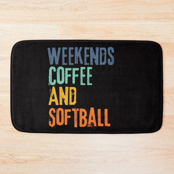 Item preview, Funny Retro Weekends Coffee and Softball designed and sold by WeirdlyRare.